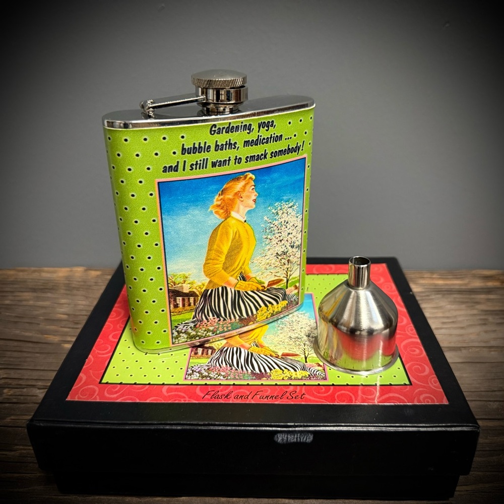 Vintage Inspired Ladies Flask & Funnel Set, NEW